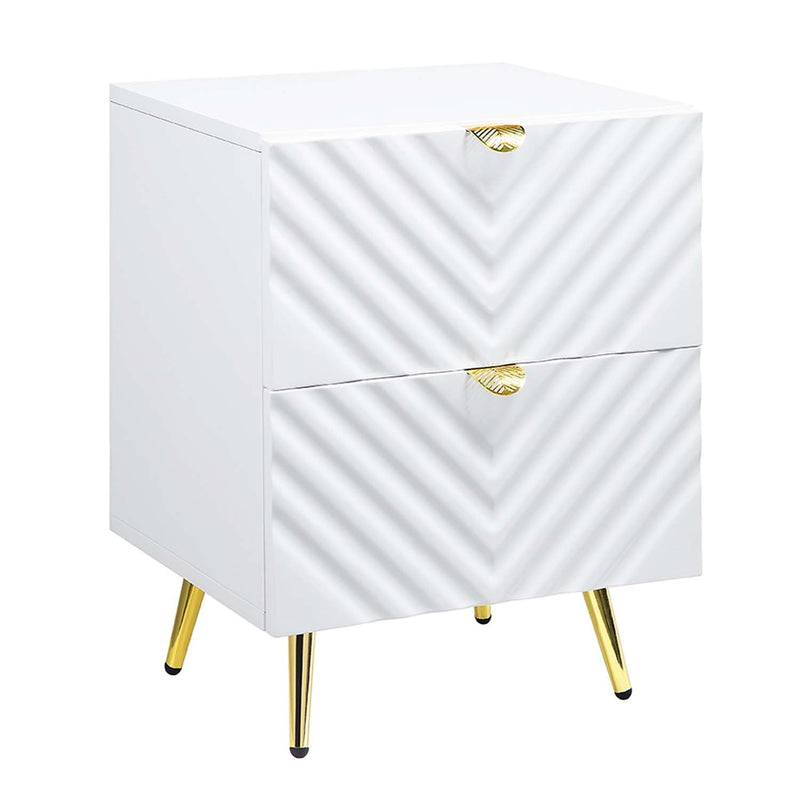 Gaines Nightstand, White High Gloss Finish Acme