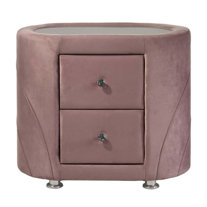Salonia Nightstand, Pink Velvet Acme