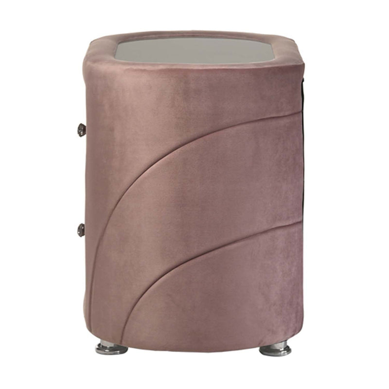 Salonia Nightstand, Pink Velvet Acme