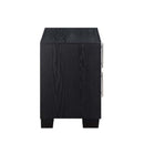 Nicola Nightstand, Silver Faux Leather & Black Finish Acme