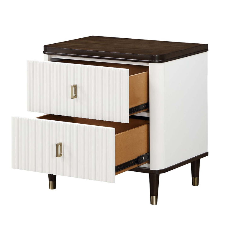 Carena Nightstand w/USB, White & Brown Finish Acme