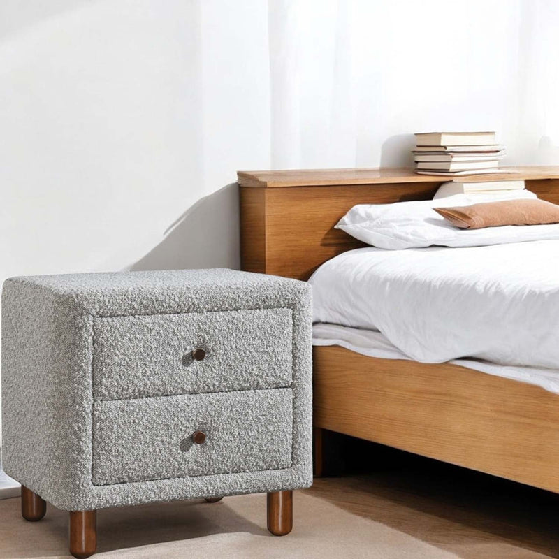 Cleo Nightstand, Gray Boucle Acme
