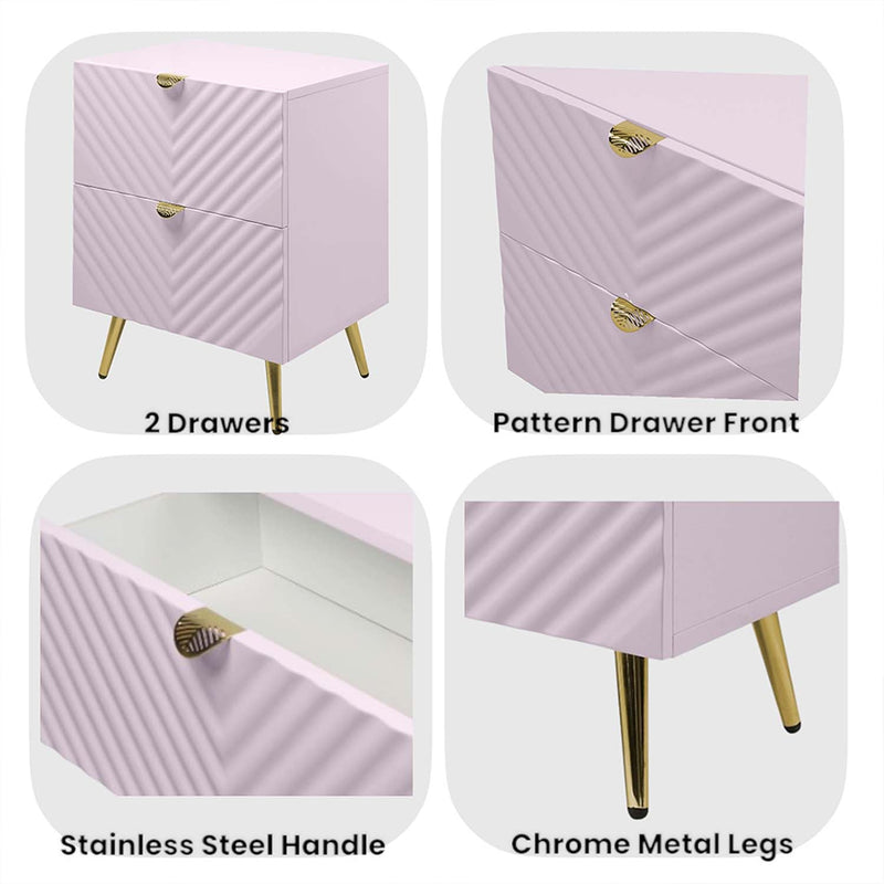Gaines Nightstand, Pink High Gloss Finish Acme