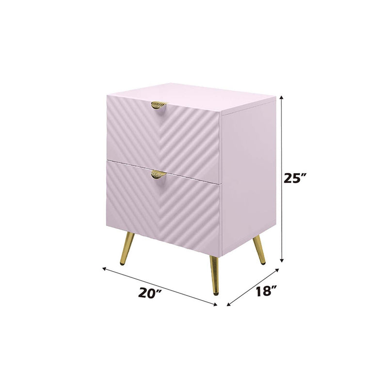 Gaines Nightstand, Pink High Gloss Finish Acme