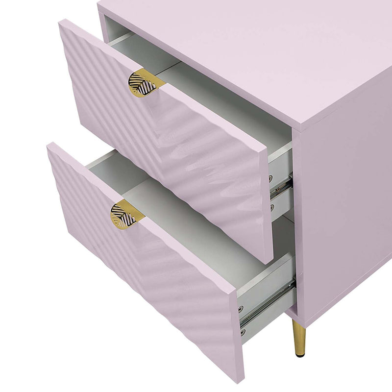 Gaines Nightstand, Pink High Gloss Finish Acme