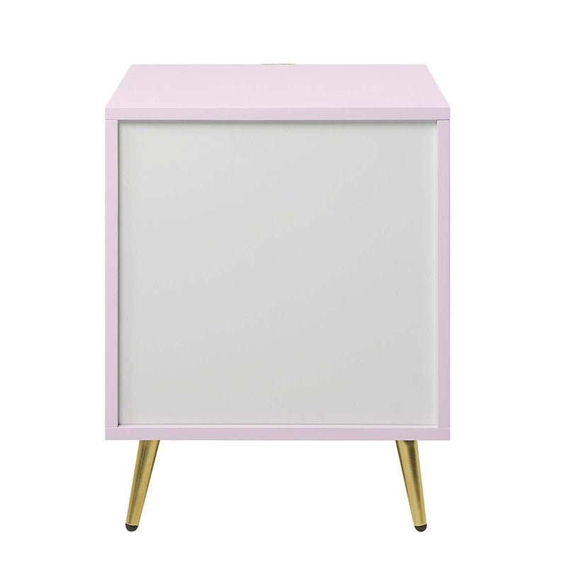 Gaines Nightstand, Pink High Gloss Finish Acme