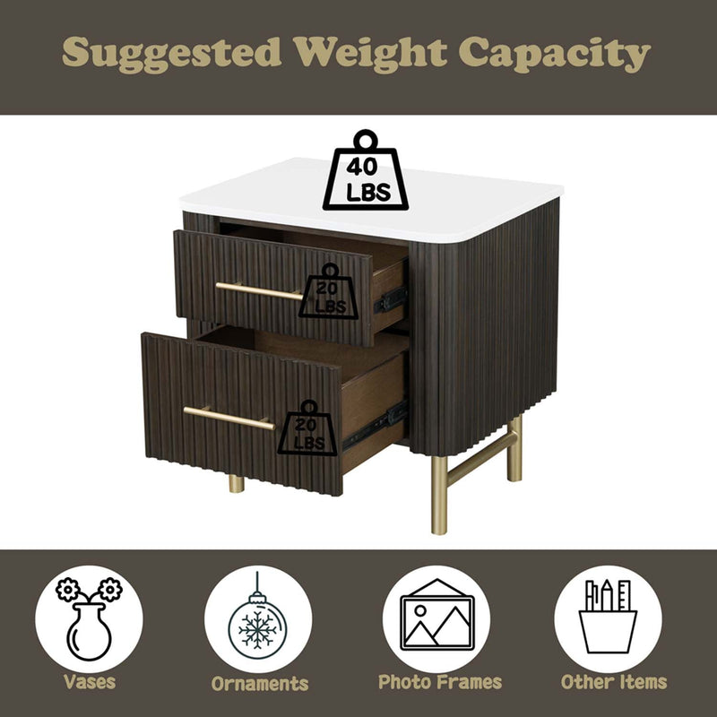 Clayten Nightstand, Marble Top & Espreeso Finish Acme