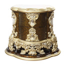 Desiderius Nightstand, Antique Gold & Hand Painted Brown Finish Acme