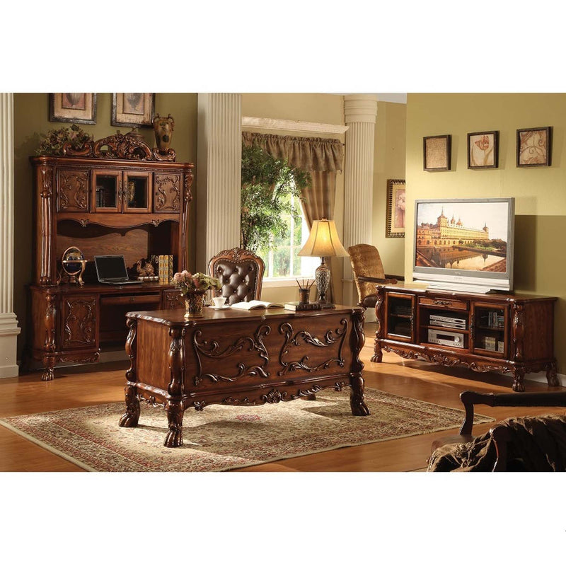 Dresden Executive Office Chair, Faux Leather & Cherry Oak Finish Acme