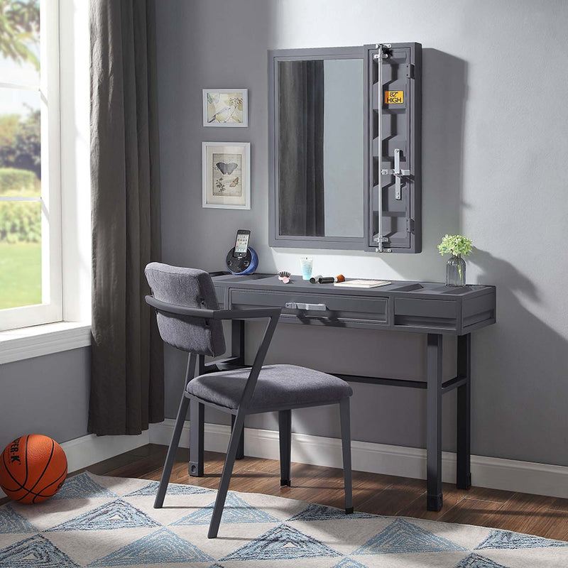 Cargo Office Chair, Gray Fabric & Gunmetal Finish Acme
