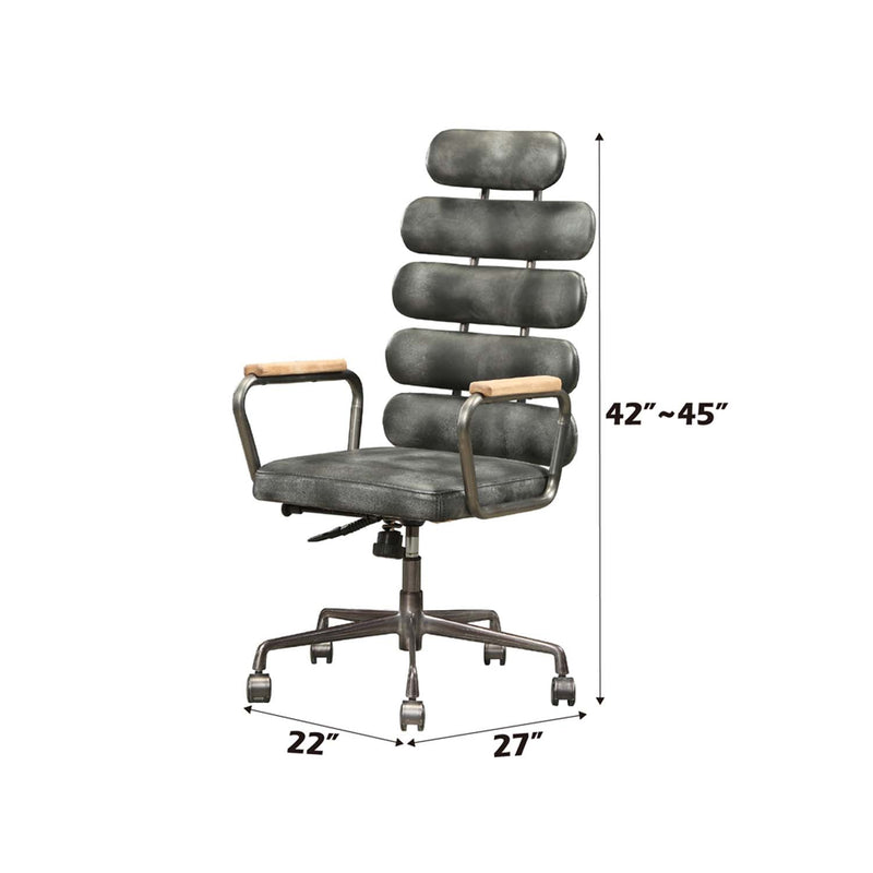 Calan Office Chair, Vintage Black Top Grain Leather Acme