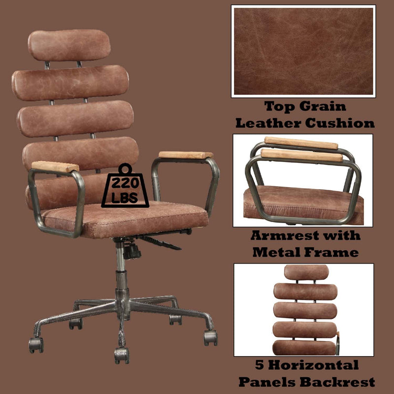 Calan Office Chair, Vintage Whiskey Top Grain Leather Acme