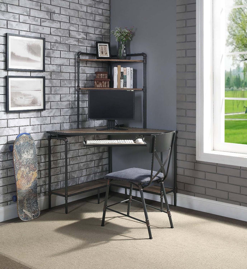 Brantley Office Chair, Antique Oak & Sandy Gray Finish Acme