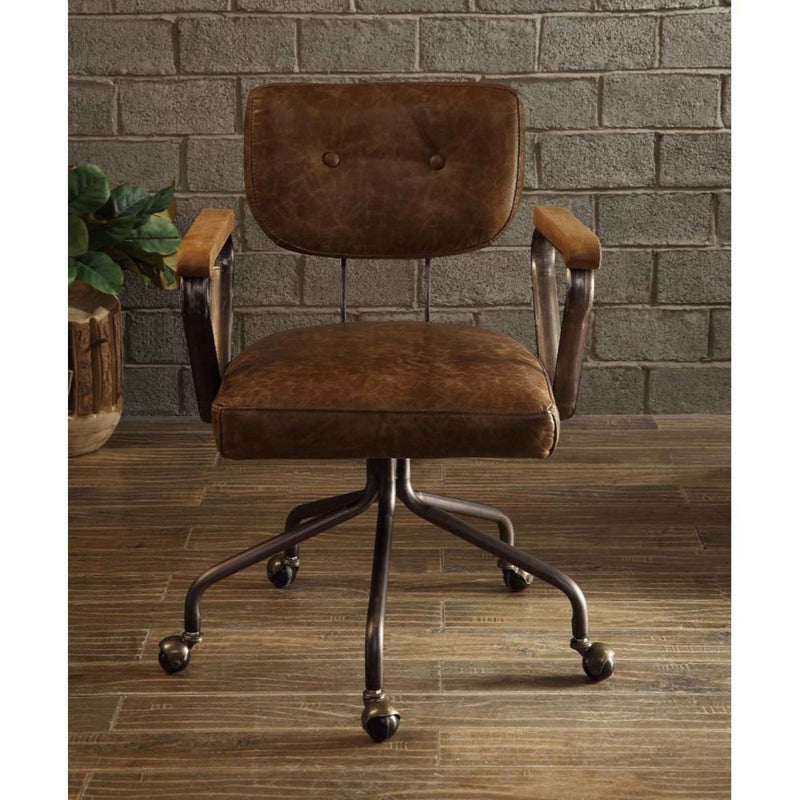 Hallie Office Chair, Vintage Whiskey Top Grain Leather Acme