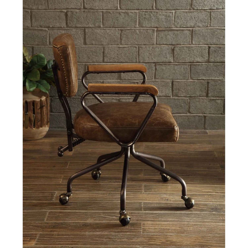 Hallie Office Chair, Vintage Whiskey Top Grain Leather Acme