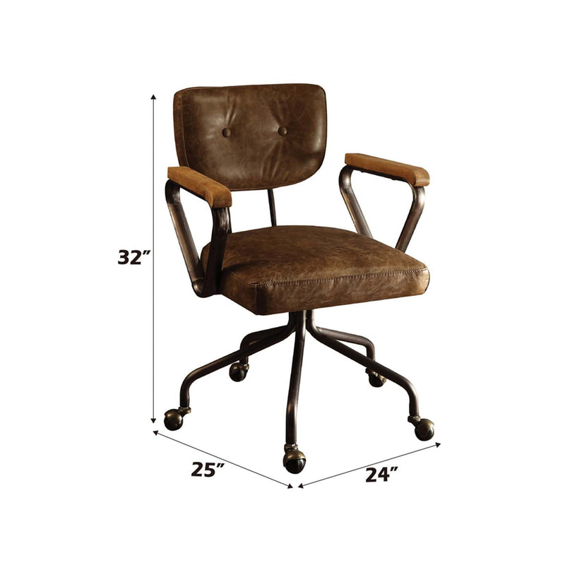 Hallie Office Chair, Vintage Whiskey Top Grain Leather Acme