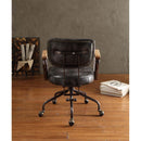 Hallie Office Chair, Vintage Black Top Grain Leather Acme