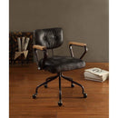 Hallie Office Chair, Vintage Black Top Grain Leather Acme