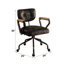 Hallie Office Chair, Vintage Black Top Grain Leather Acme