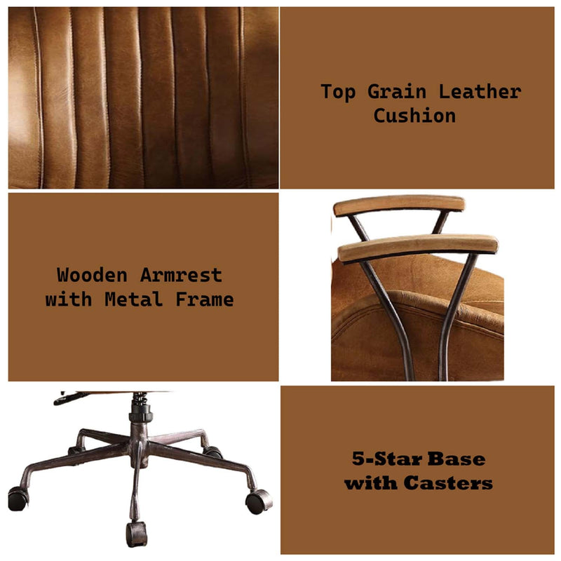 Hamilton Office Chair, Coffee Top Grain Leather Acme