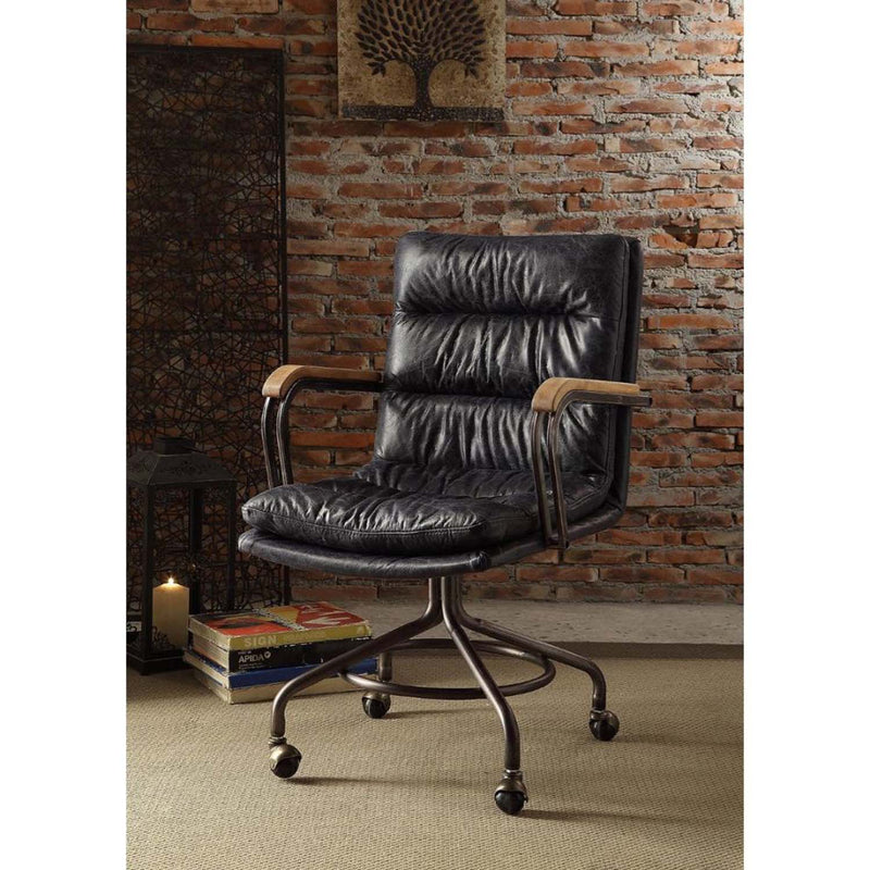 Harith II Office Chair, Vintage Blue Top Grain Leather Acme