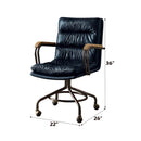 Harith II Office Chair, Vintage Blue Top Grain Leather Acme