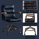 Harith II Office Chair, Vintage Blue Top Grain Leather Acme