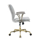 Damir Office Chair, Vintage White Top Grain Leather & Chrome Finish Acme