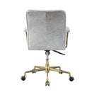 Damir Office Chair, Vintage White Top Grain Leather & Chrome Finish Acme