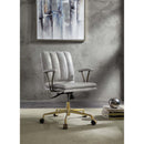 Damir Office Chair, Vintage White Top Grain Leather & Chrome Finish Acme
