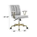 Damir Office Chair, Vintage White Top Grain Leather & Chrome Finish Acme