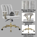 Damir Office Chair, Vintage White Top Grain Leather & Chrome Finish Acme