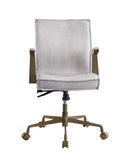 Attica Office Chair, Vintage White Top Grain Leather Acme