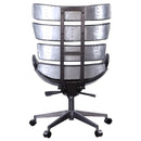 Megan Office Chair, Vintage Black Top Grain Leather & Aluminum Acme