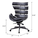 Megan Office Chair, Vintage Black Top Grain Leather & Aluminum Acme