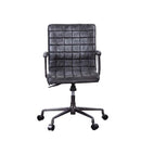 Barack Office Chair, Vintage Black Top Grain Leather & Aluminum Acme