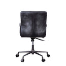Barack Office Chair, Vintage Black Top Grain Leather & Aluminum Acme