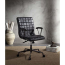 Barack Office Chair, Vintage Black Top Grain Leather & Aluminum Acme