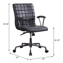Barack Office Chair, Vintage Black Top Grain Leather & Aluminum Acme