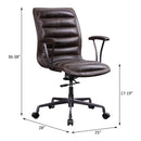 Zooey Office Chair, Distress Chocolate Top Grain Leather Acme
