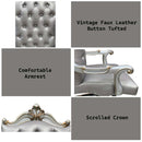 Versailles Executive Office Chair, Silver Faux Leather Acme