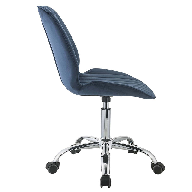Muata Office Chair, Twilight Blue Velvet & Chrome Finish Acme