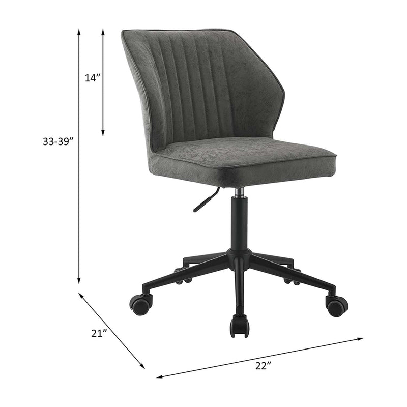 Pakuna Office Chair, Vintage Gray Faux Leather & Black Finish Acme
