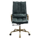 Tinzud Office Chair, Dark Green Top Grain Leather Acme