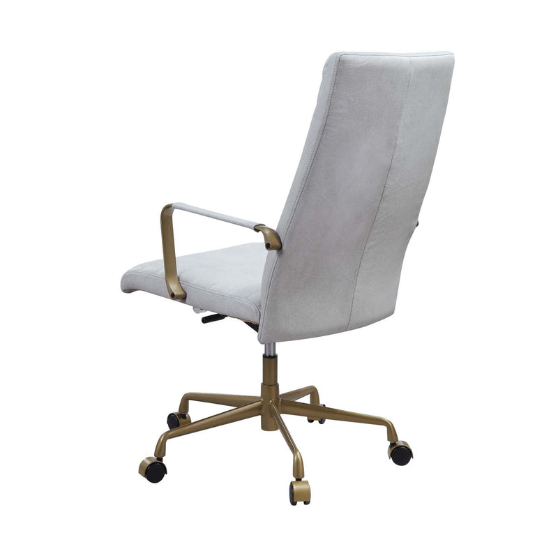 Duralo Office Chair, Vintage White Top Grain Leather Acme