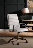 Duralo Office Chair, Vintage White Top Grain Leather Acme