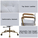 Siecross Office Chair, Vintage White Top Grain Leather Acme