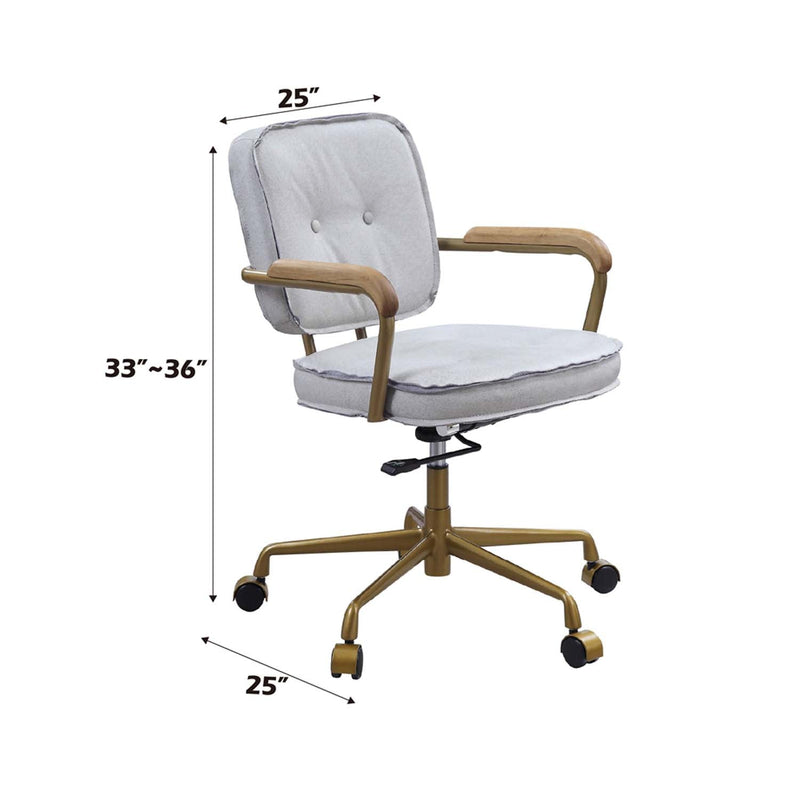 Siecross Office Chair, Vintage White Top Grain Leather Acme