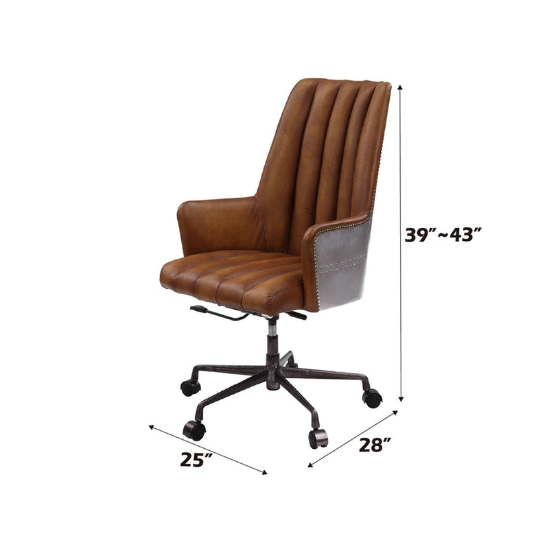Salvol Office Chair, Sahara Top Grain Leather & Aluminum Acme