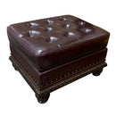 Anondale Ottoman, Espresso Top Grain Leather Match & Cherry Finish Acme